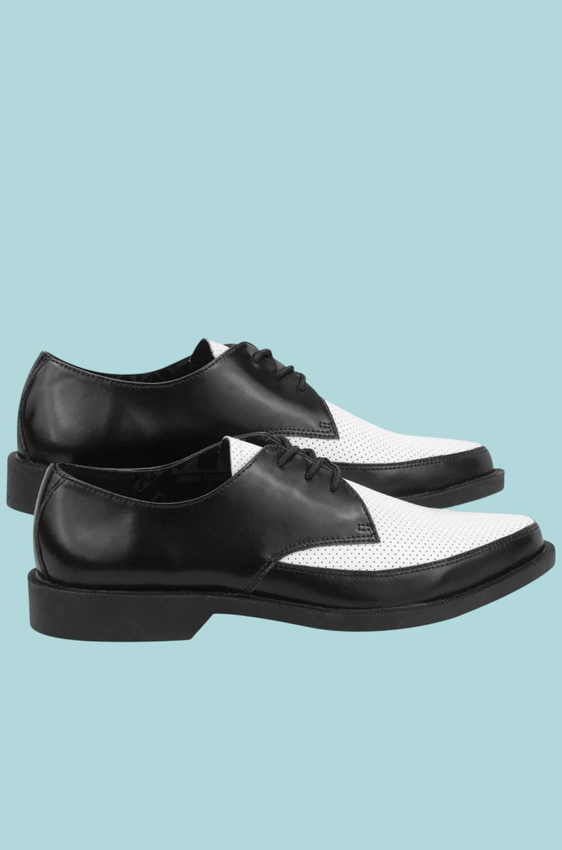 T.U.K. Black and White Perf Pointed Jam Shoe – Thirteen Vintage