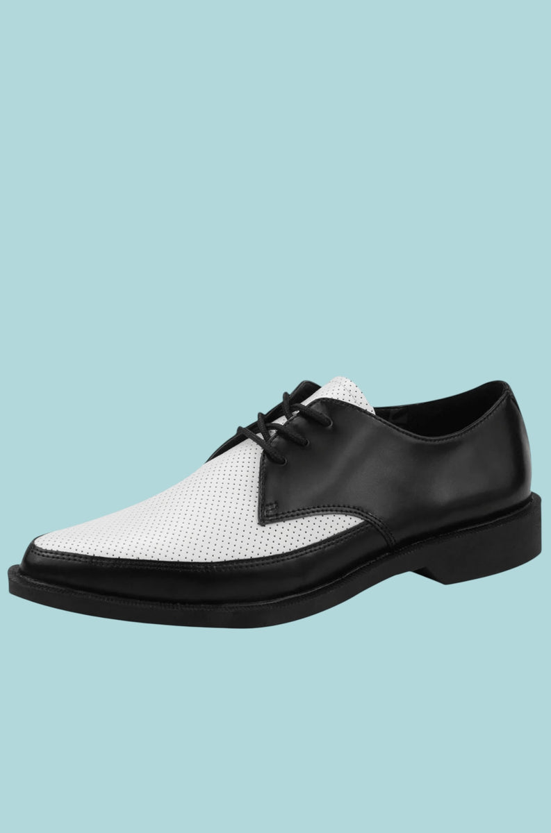 T.U.K. Black and White Perf Pointed Jam Shoe – Thirteen Vintage