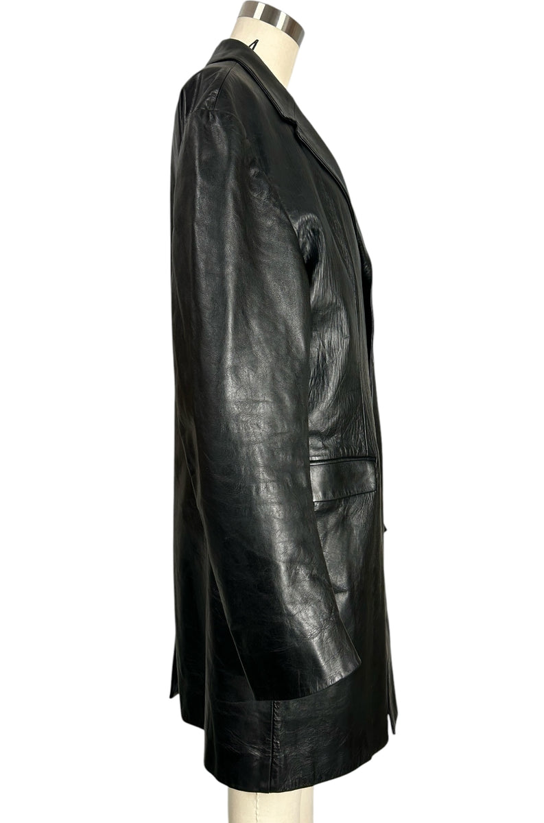 Neil Barrett Buffalo Leather Mid-Length Coat Made in Italy