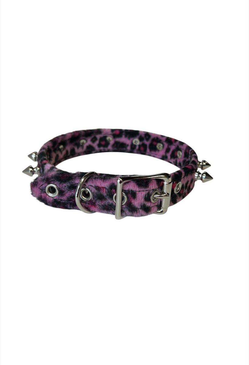 Fuzzy Leopard Punk Rock Spike Choker | Unisex | Thirteen Vintage