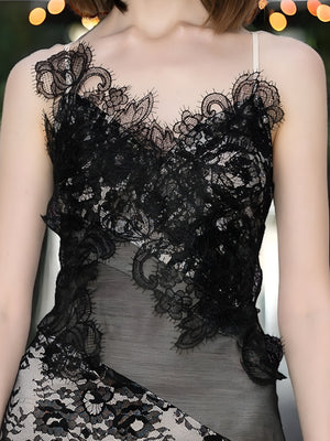 Alessia Floral Lace Asymmetric Midi Dress