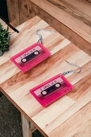 "I Love You" Written Acrylic Cassette Earrings