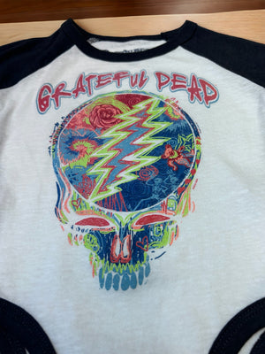 Rowdy Sprout -Recycled Cotton Grateful Dead Skull Print Long Sleeve Onesie