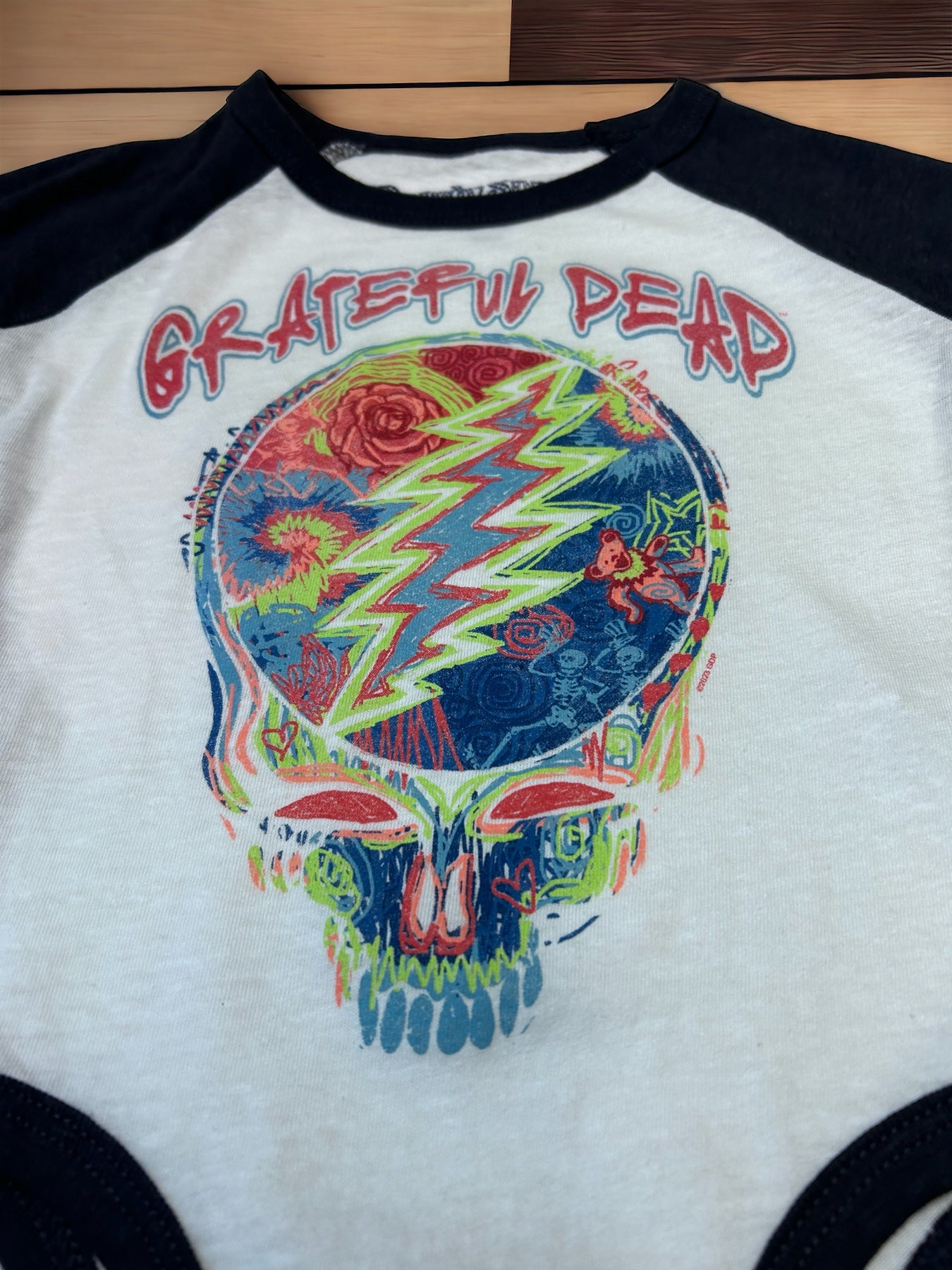 Rowdy Sprout -Recycled Cotton Grateful Dead Skull Print Long Sleeve Onesie