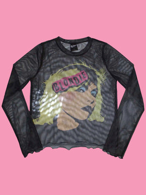 Debbie Harry Blondie Andy Warhol Portrait Print Mesh Top