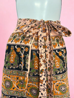 Pre-Owned - Gina Elephant & Flowers pattern Gauze Wrap Maxi Skirt