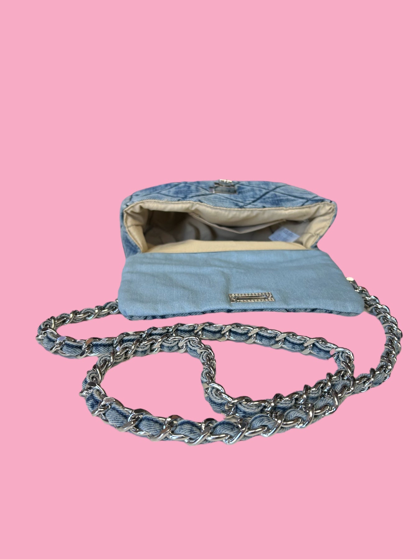 Capucine Quilted Washed Denim Crossbody Bag