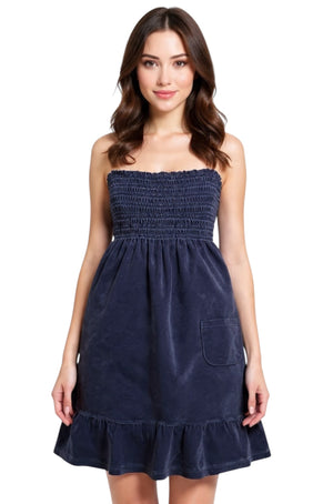 Pre-Owned Juicy Couture Towels Smocked Strapless Mini Dress – Thirteen  Vintage