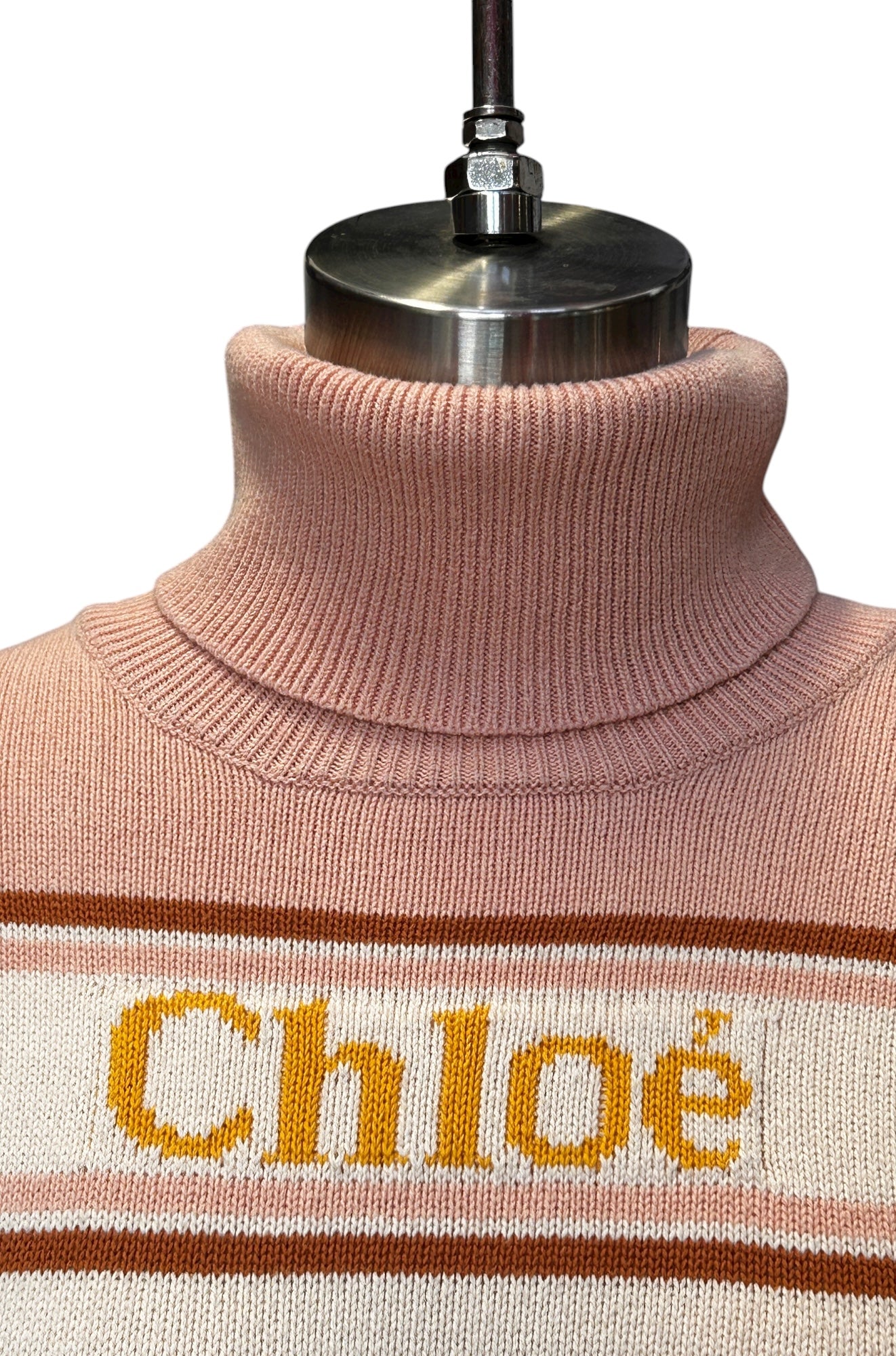 Pre-Owned Chloé Two-Tone Logo Turtleneck Sweater