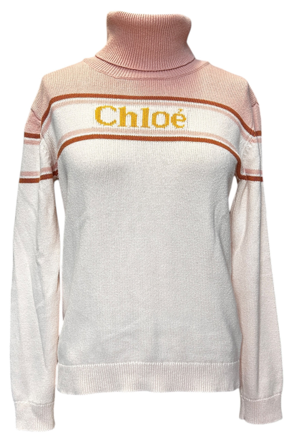 Pre-Owned Chloé Two-Tone Logo Turtleneck Sweater