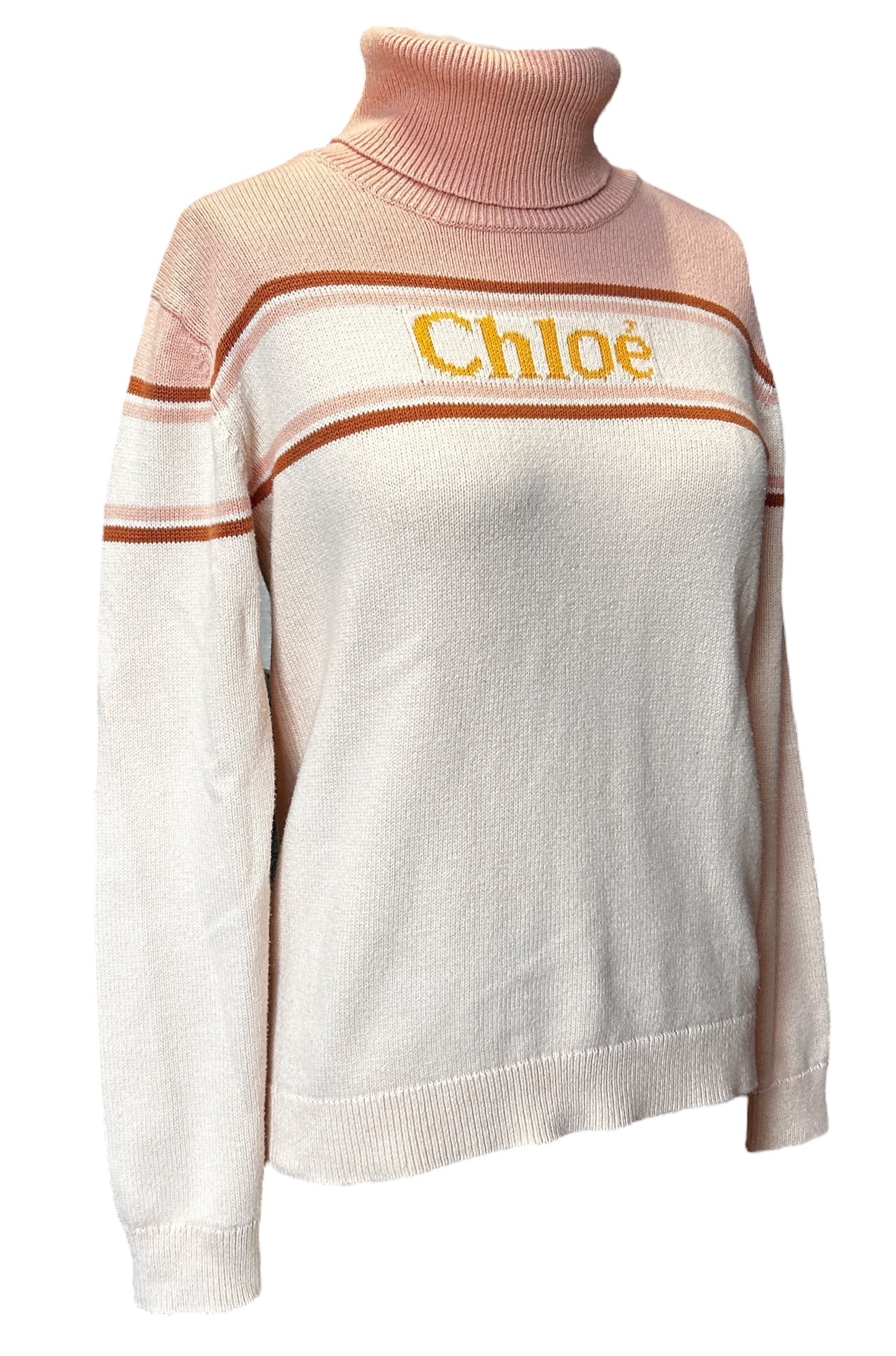 Pre-Owned Chloé Two-Tone Logo Turtleneck Sweater