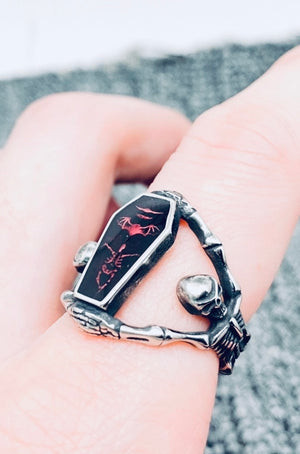 Vampire Coffin Gothic Stainless Steel Ring