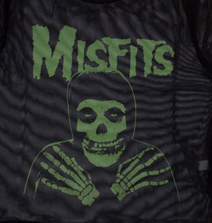 The Misfits Green Hands Print Mesh Cropped Top