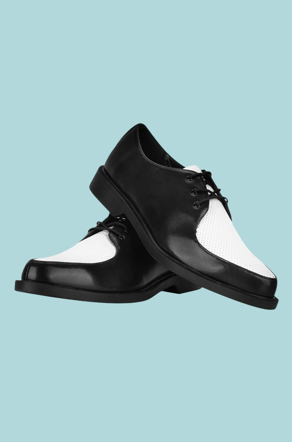 T.U.K. Black and White Perf Pointed Jam Shoe