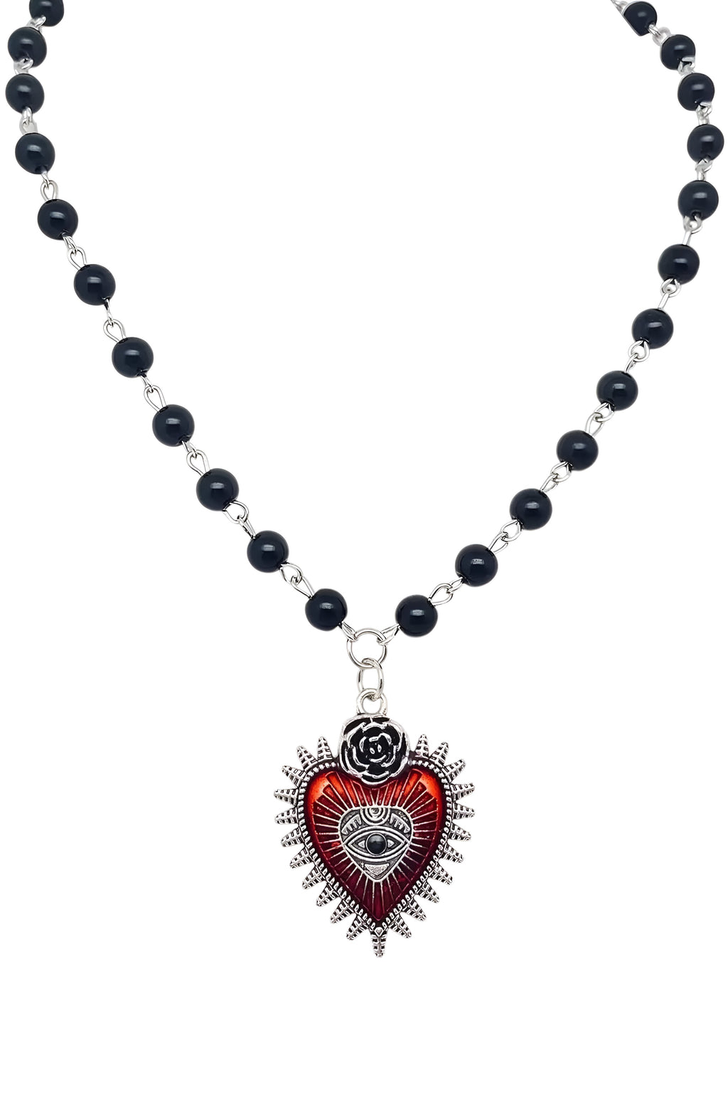 Gothic Red Devil's Eye Pendant Necklace