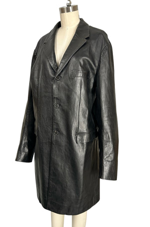 Neil Barrett Buffalo Leather Mid-Length Coat Made in Italy