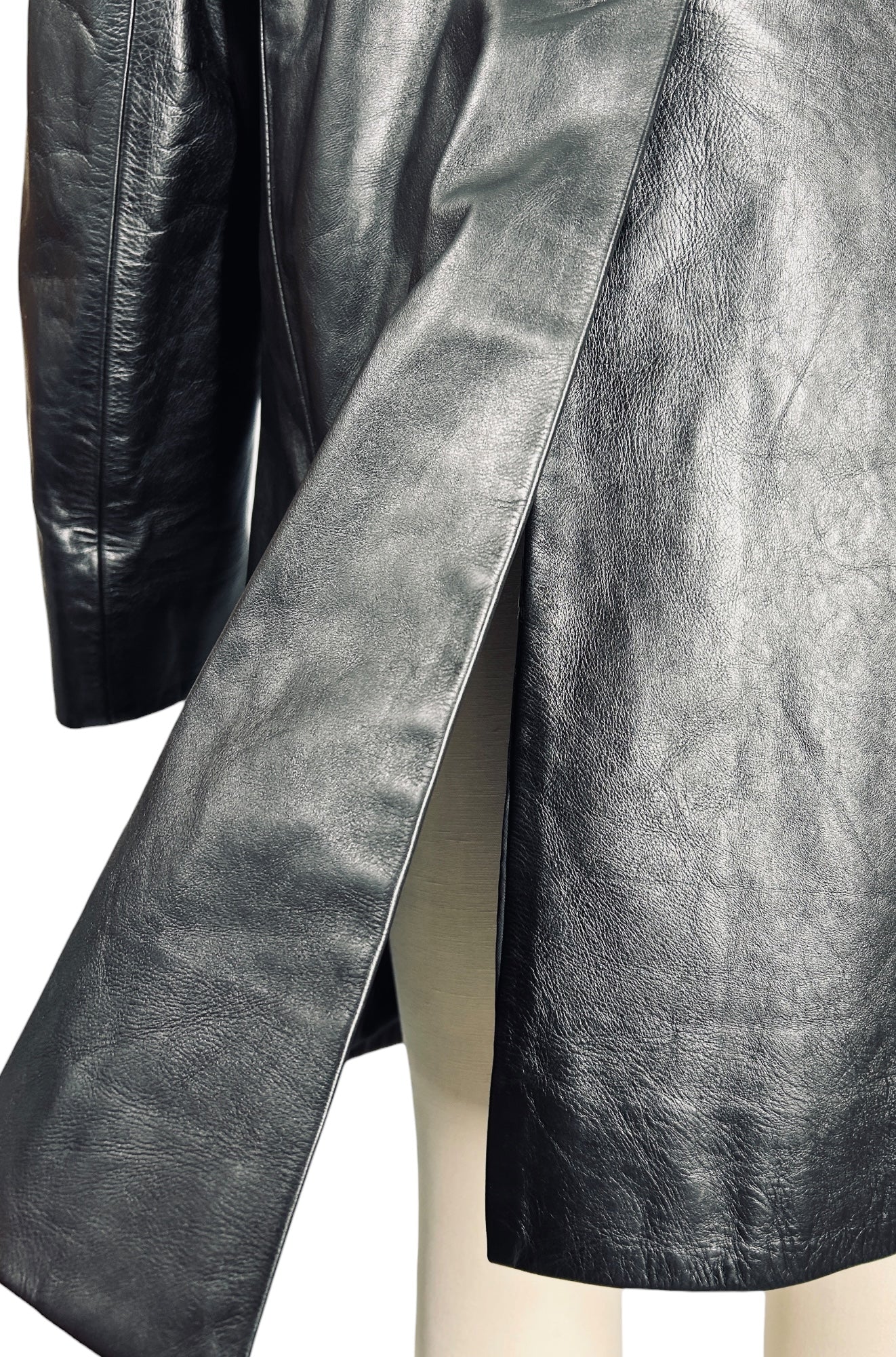 Neil Barrett Buffalo Leather Mid-Length Coat Made in Italy