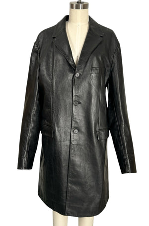 Neil Barrett Buffalo Leather Mid-Length Coat Made in Italy