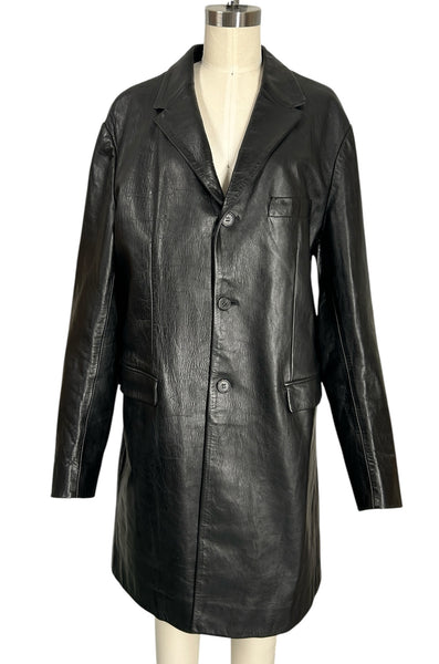 Neil Barrett Buffalo Leather Mid-Length Coat Made in Italy
