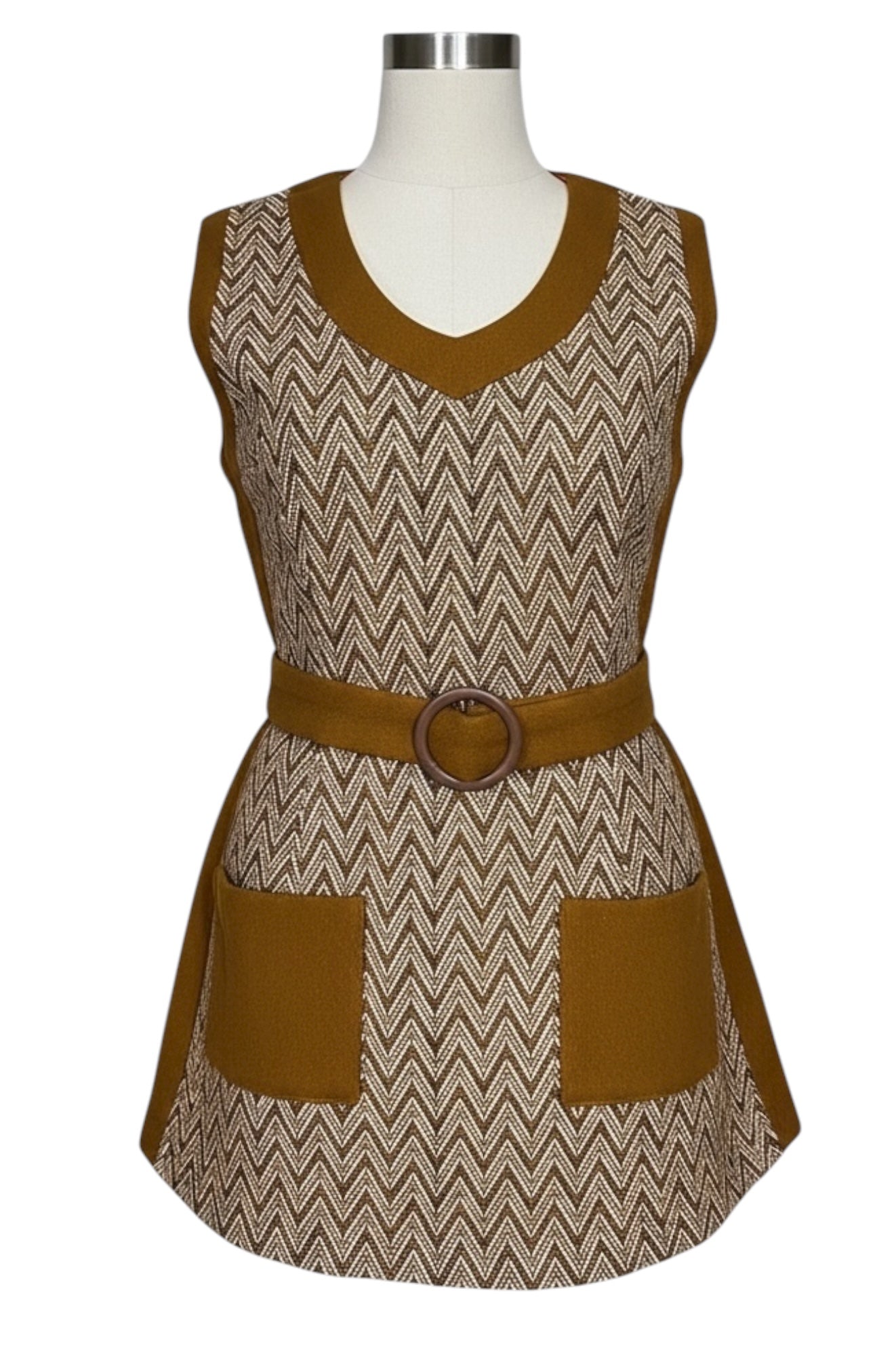 Vintage - 1970’s Chevron Wool Poncho Vest