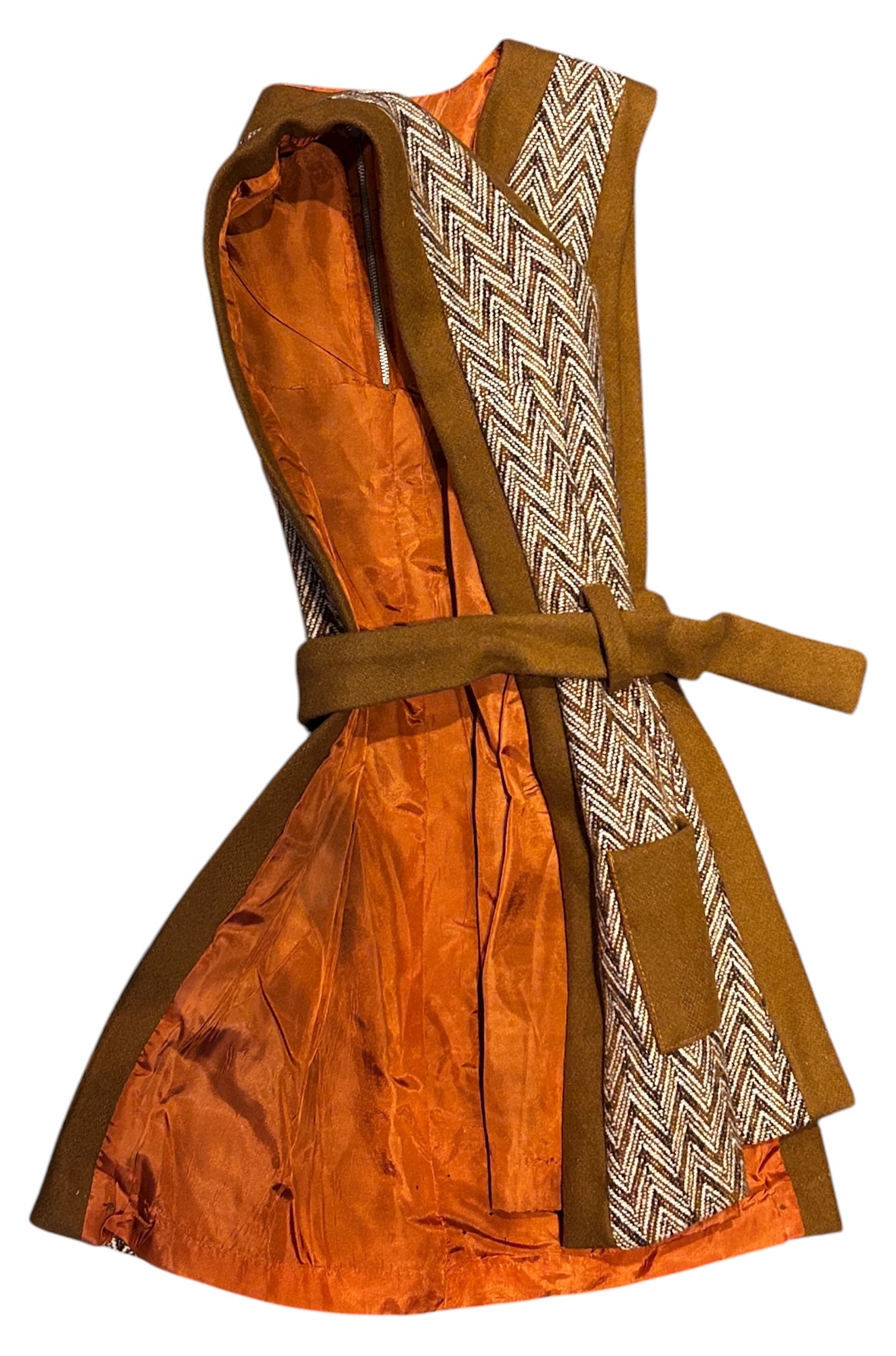 Vintage - 1970’s Chevron Wool Poncho Vest