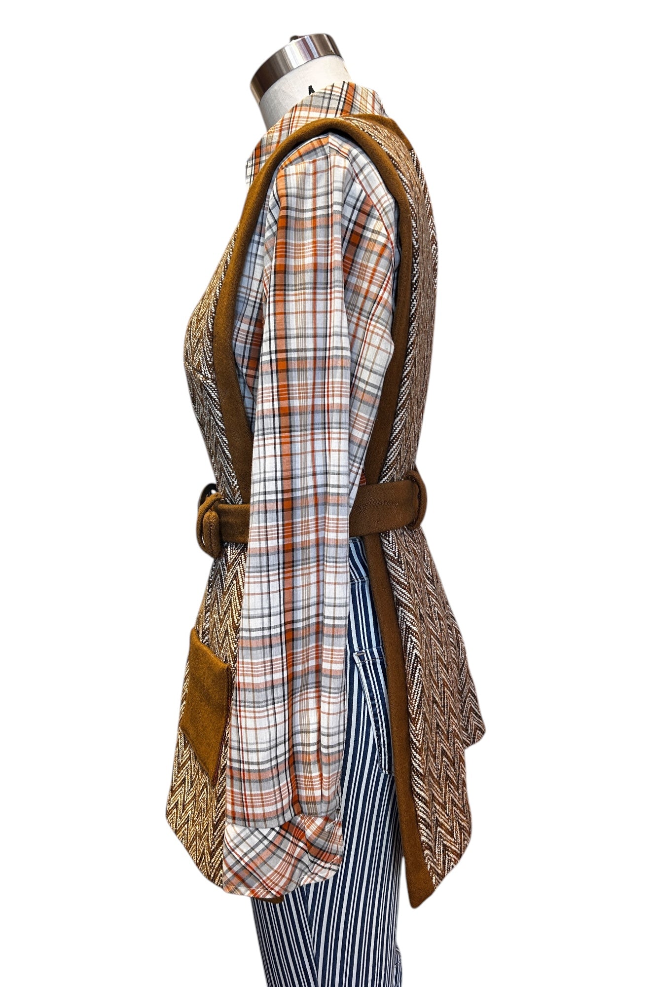 Vintage - 1970’s Chevron Wool Poncho Vest