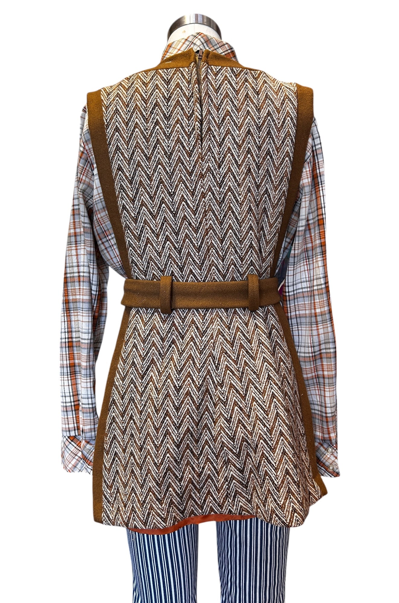 Vintage - 1970’s Chevron Wool Poncho Vest