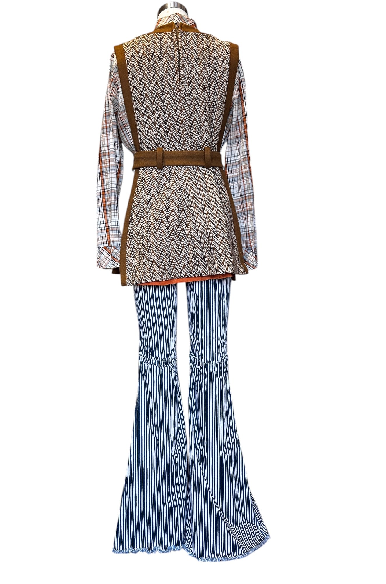 Vintage - 1970’s Chevron Wool Poncho Vest