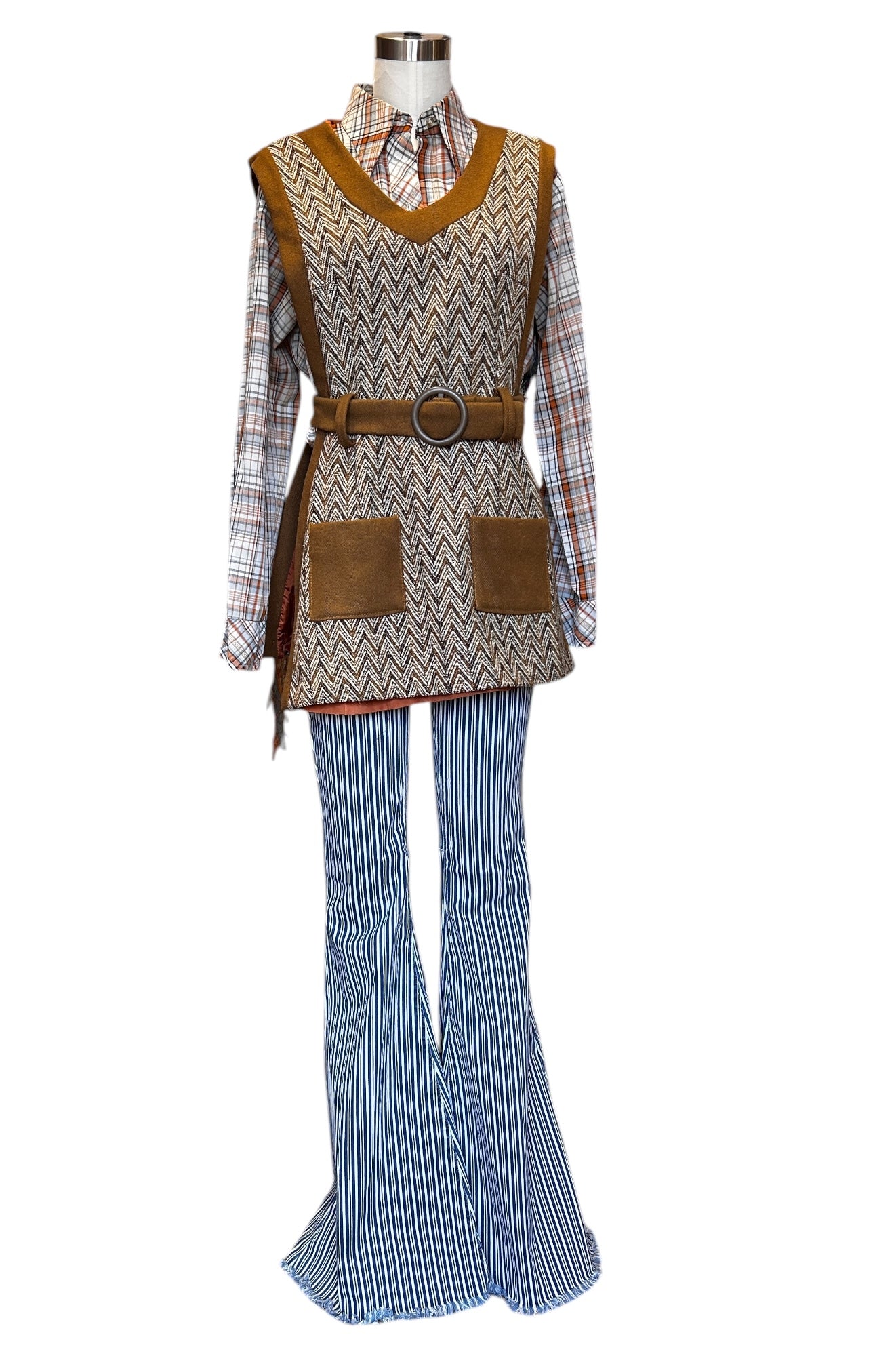 Vintage - 1970’s Chevron Wool Poncho Vest