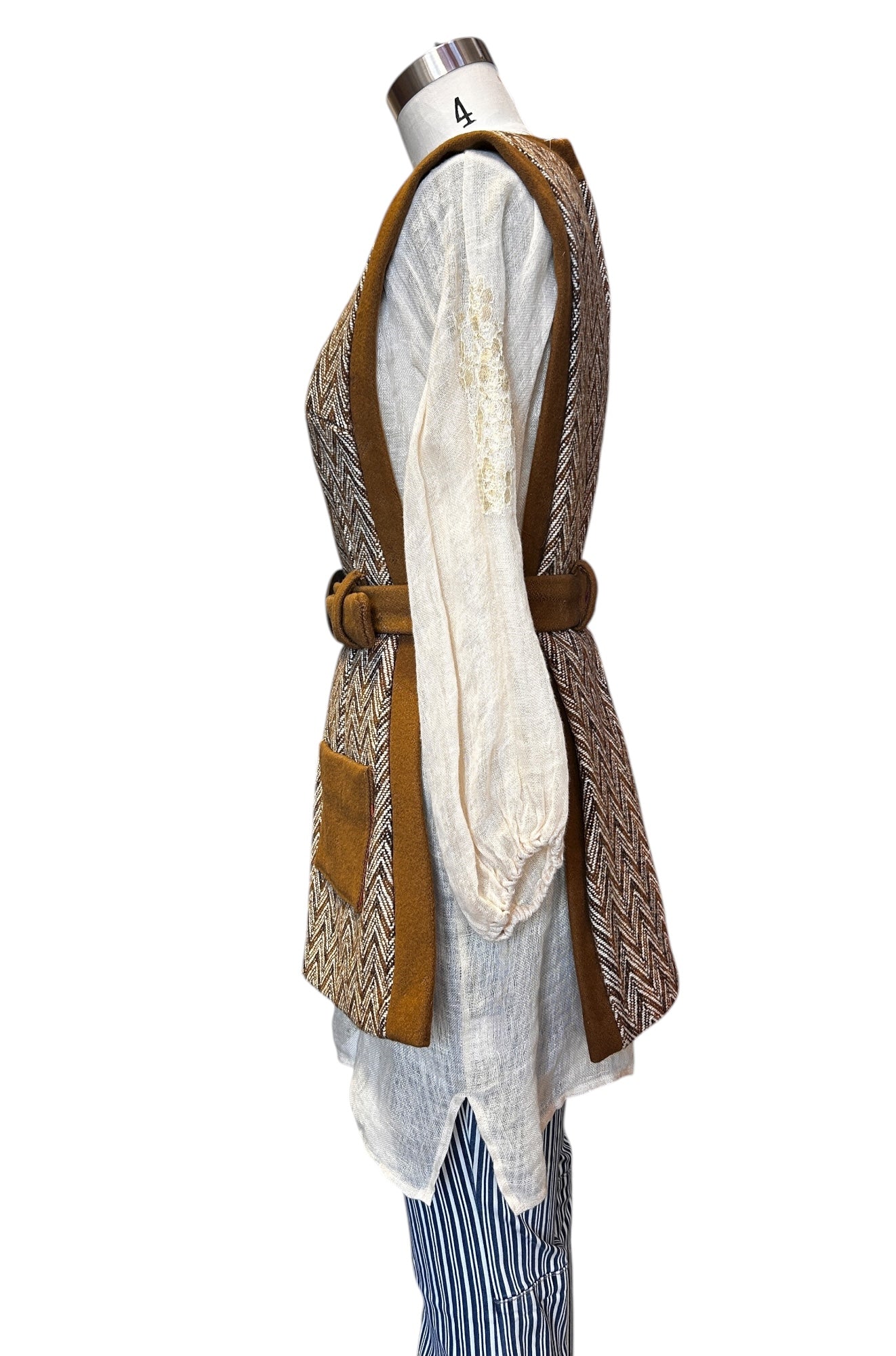 Vintage - 1970’s Chevron Wool Poncho Vest
