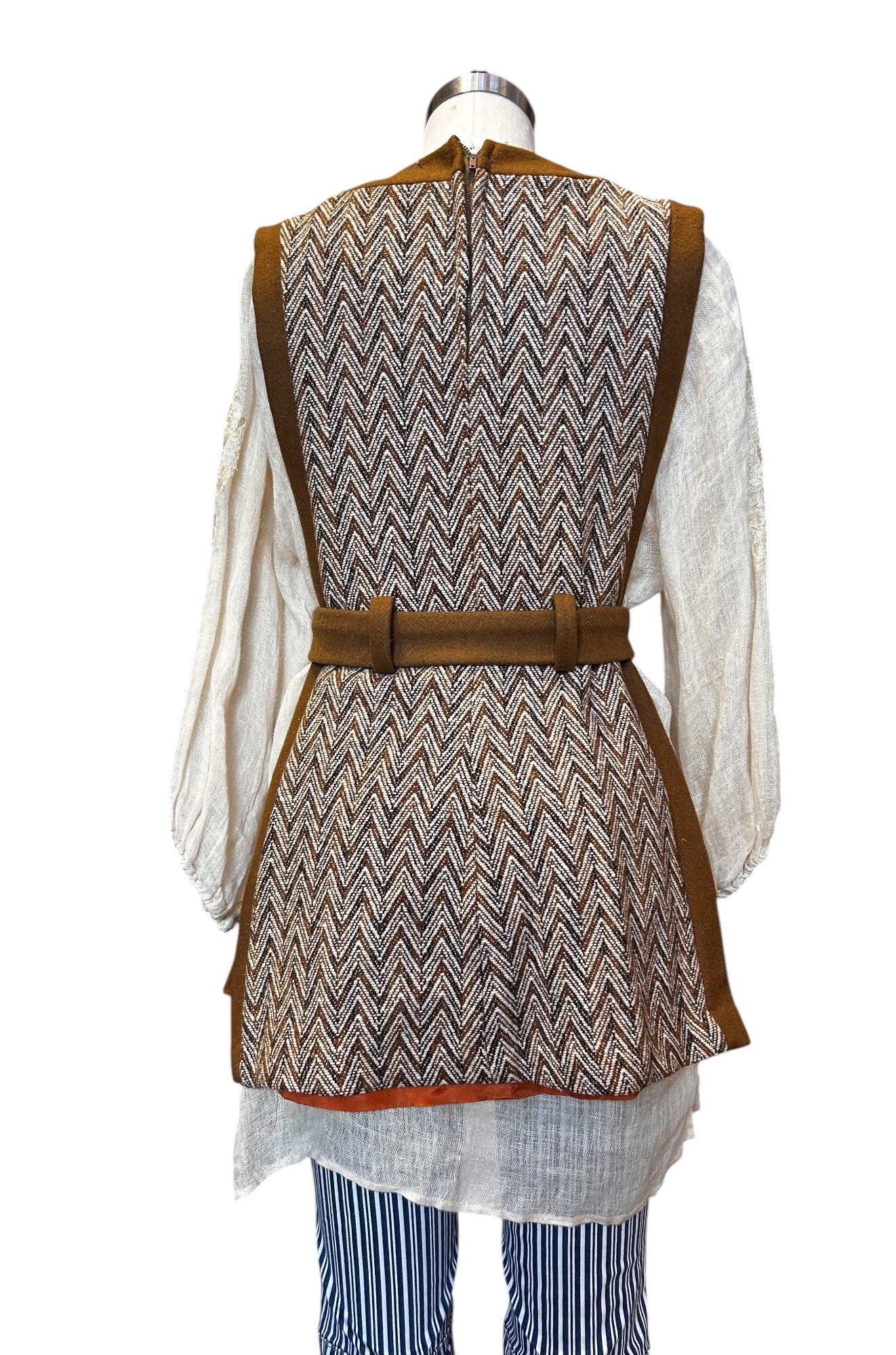 Vintage - 1970’s Chevron Wool Poncho Vest