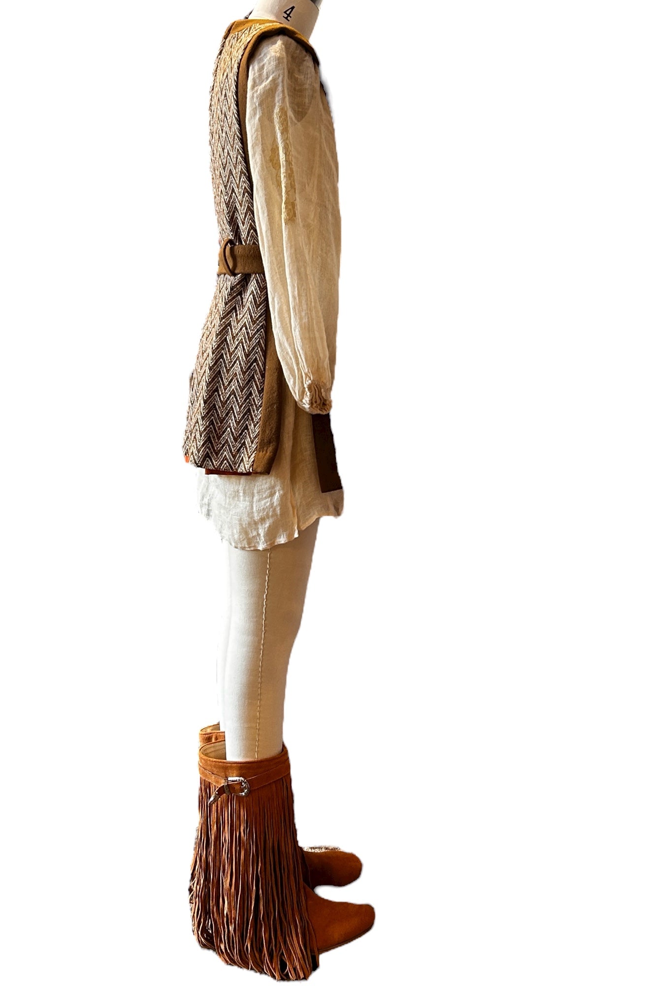 Vintage - 1970’s Chevron Wool Poncho Vest