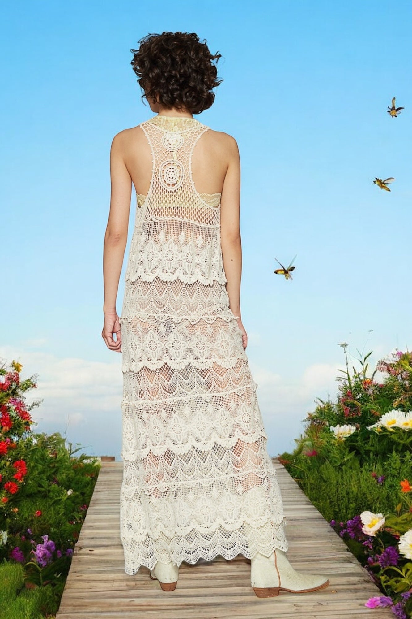 Arlo Semi-Sheer Tiered Ruffle Dress