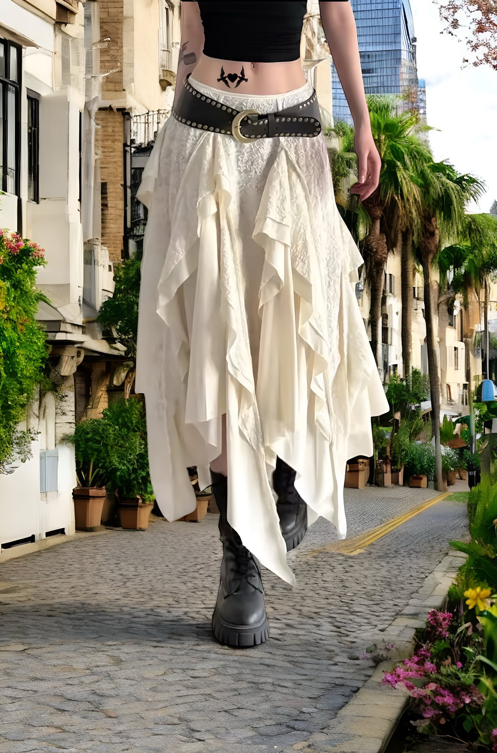 Lexi Textured Asymmetrical Hemline Skirt