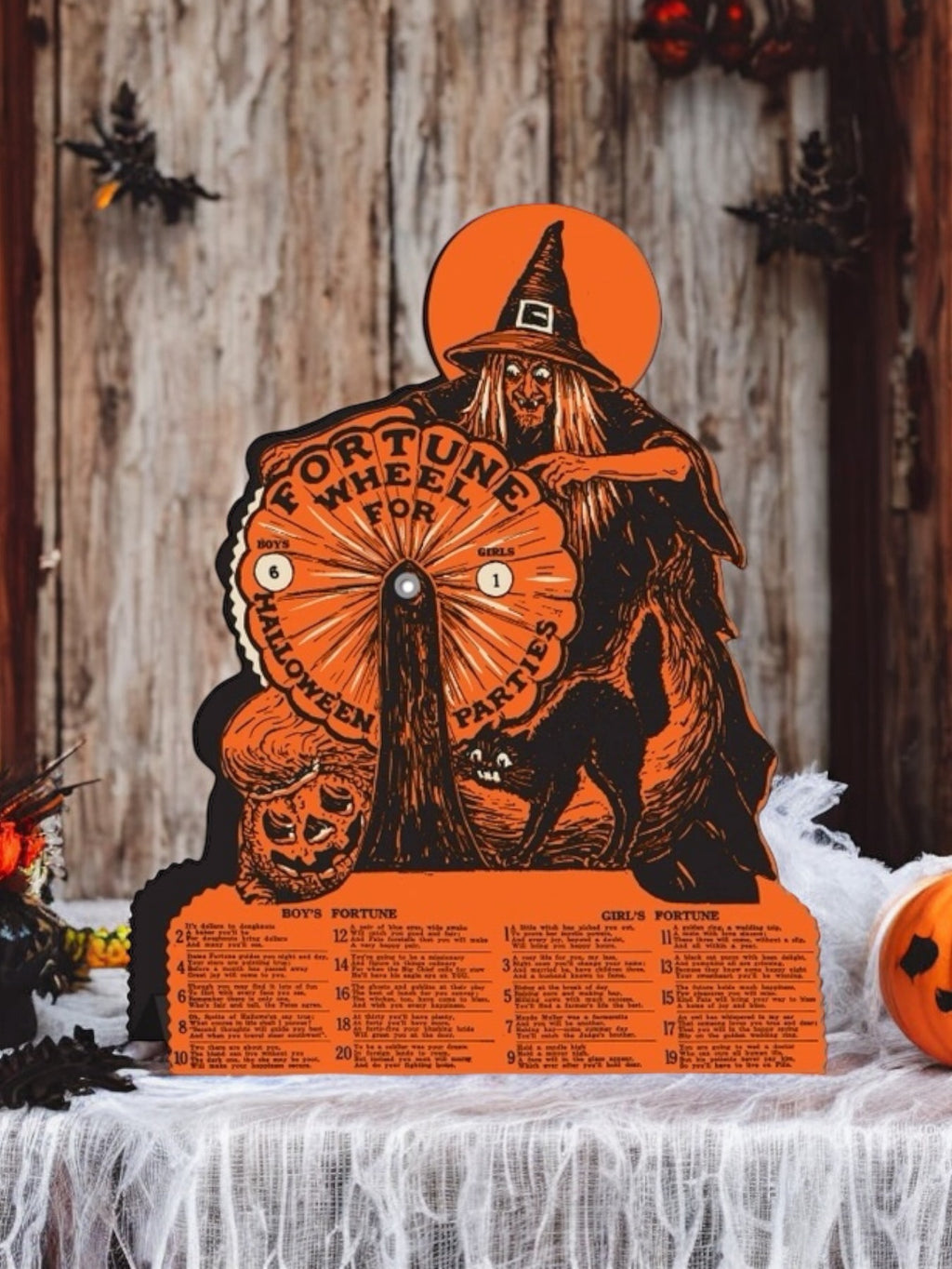 Vintage Halloween Witch Fortune Wheel Game