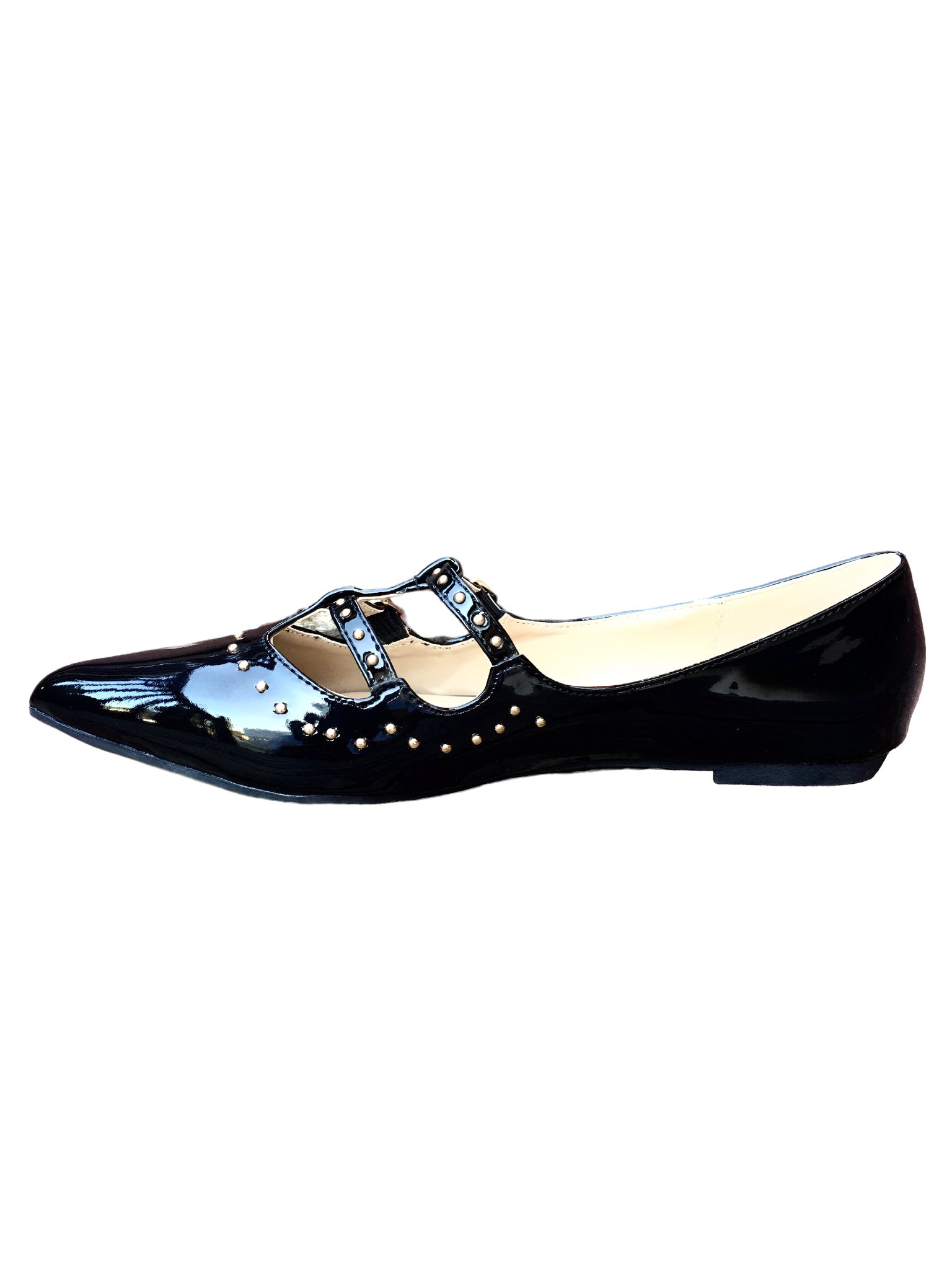 Mona Vegan Patent Leather Stud Embellishment Ballet Flat