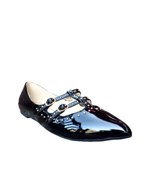 Mona Vegan Patent Leather Stud Embellishment Ballet Flat