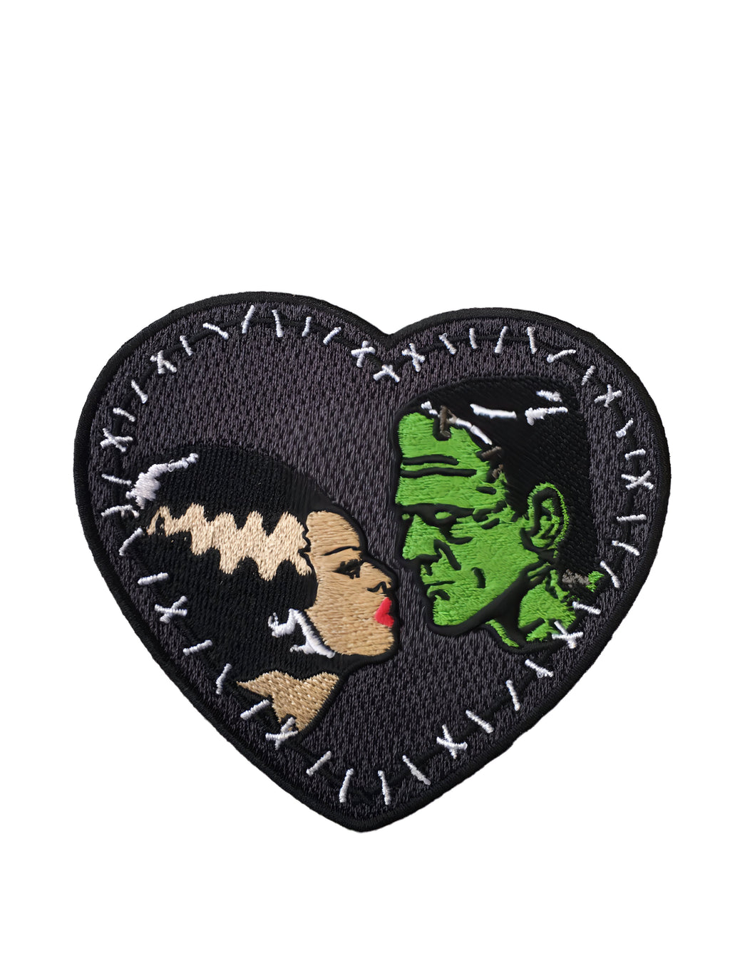 Rock Rebel - Bride & Frankenstein Stitch Heart Small Patch