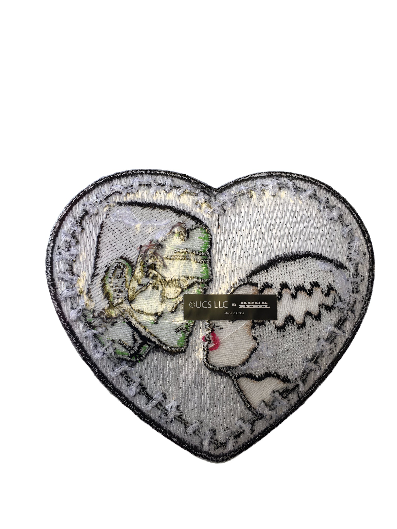 Rock Rebel - Bride & Frankenstein Stitch Heart Small Patch