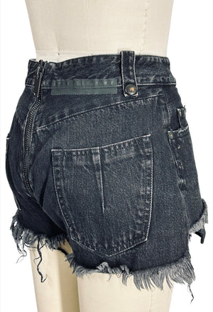 Pre-Loved Unravel Project Black Distressed Denim Shorts | Made in
