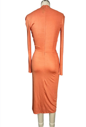 long sleeve orange bodycon dress AGGI Pre-Loved Orange Cutout Bodycon Maxi Dress