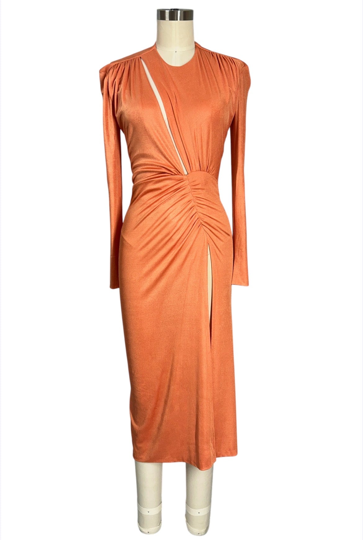 AGGI Pre-Loved Orange Cutout Bodycon Maxi Dress | Thirteen Vintage