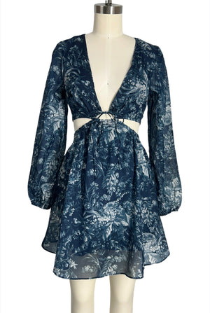 Abercrombie & Fitch Pre-Loved Floral Cutout Mini Dress | Sheer Sleeve Abercrombie & Fitch Pre-Loved Floral Cutout Mini Dress | Sheer Sleeve
