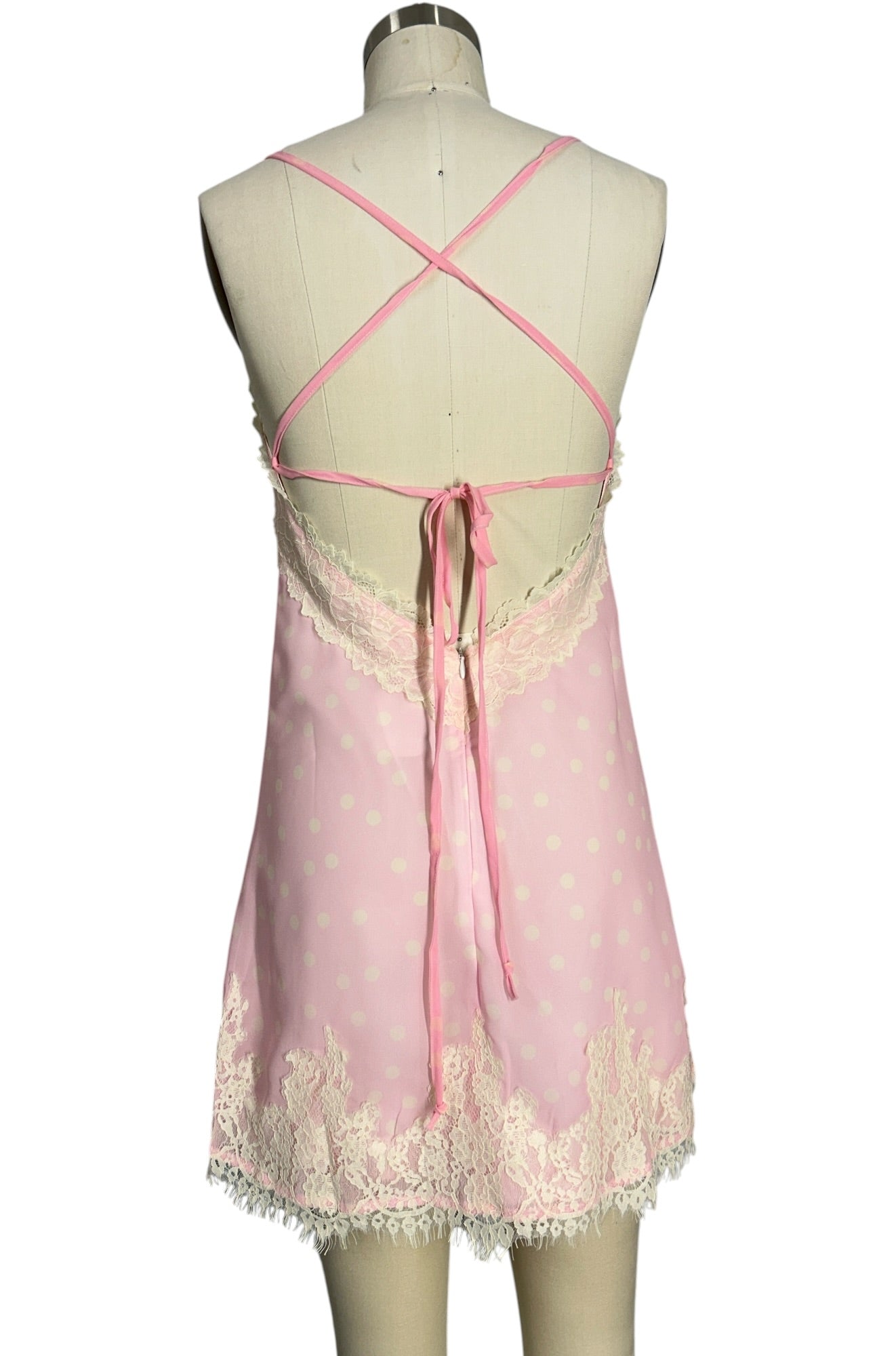 modal & lace cupped mini slip dress polka dot NEW X-LARGE VS Modal & Lace Cupped Mini Slip