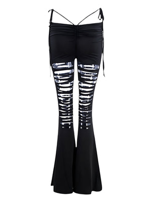 Kimberly Slashed Low Rise Jersey Flare Pants