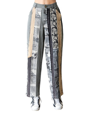 Chloe Mineral Washed Patchwork Slouchy Twill Pants