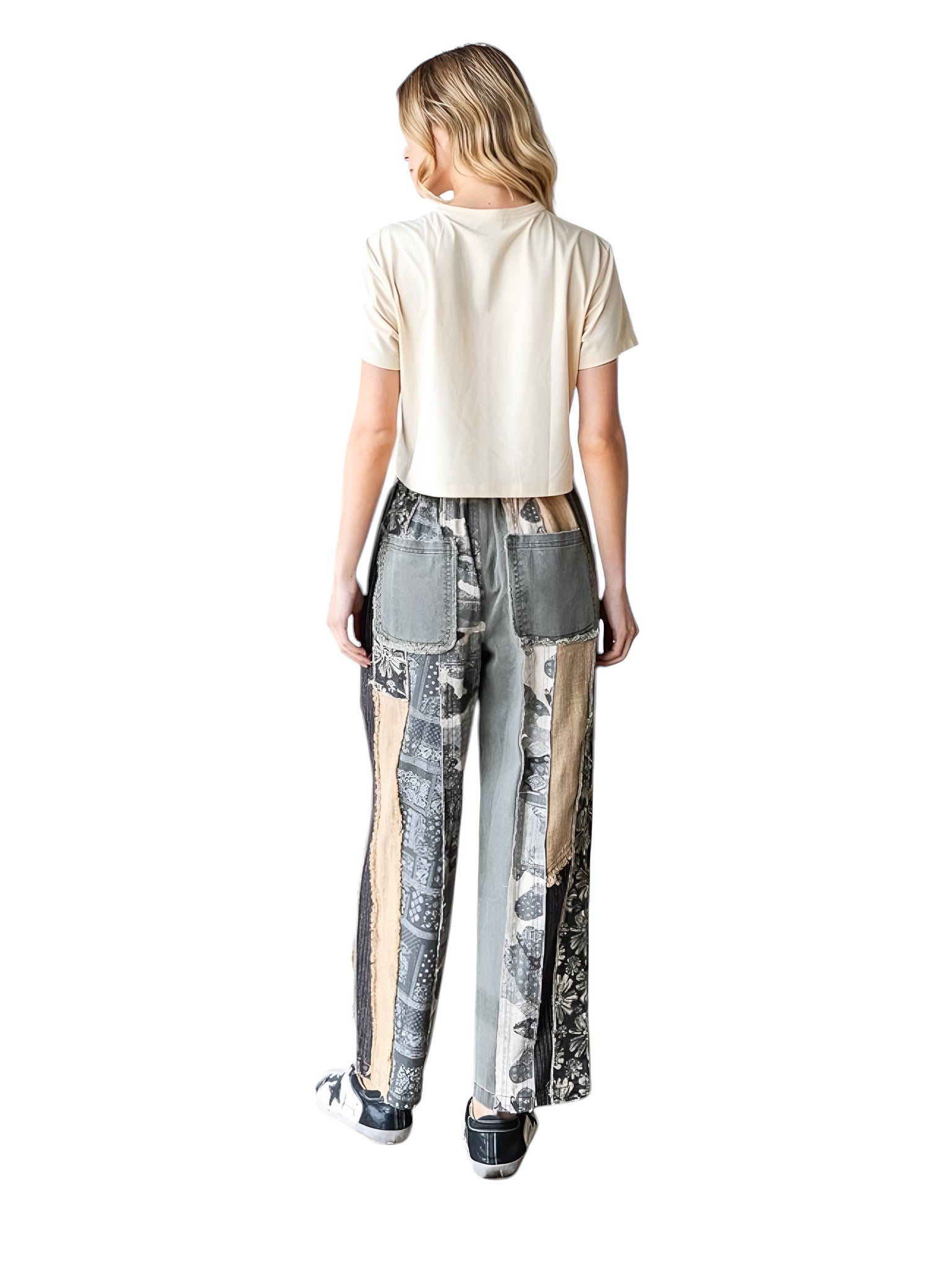 Chloe Mineral Washed Patchwork Slouchy Twill Pants