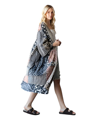 Lynne Washed Mixed Print Patchwork Duster