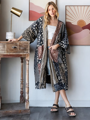 Lynne Washed Mixed Print Patchwork Duster