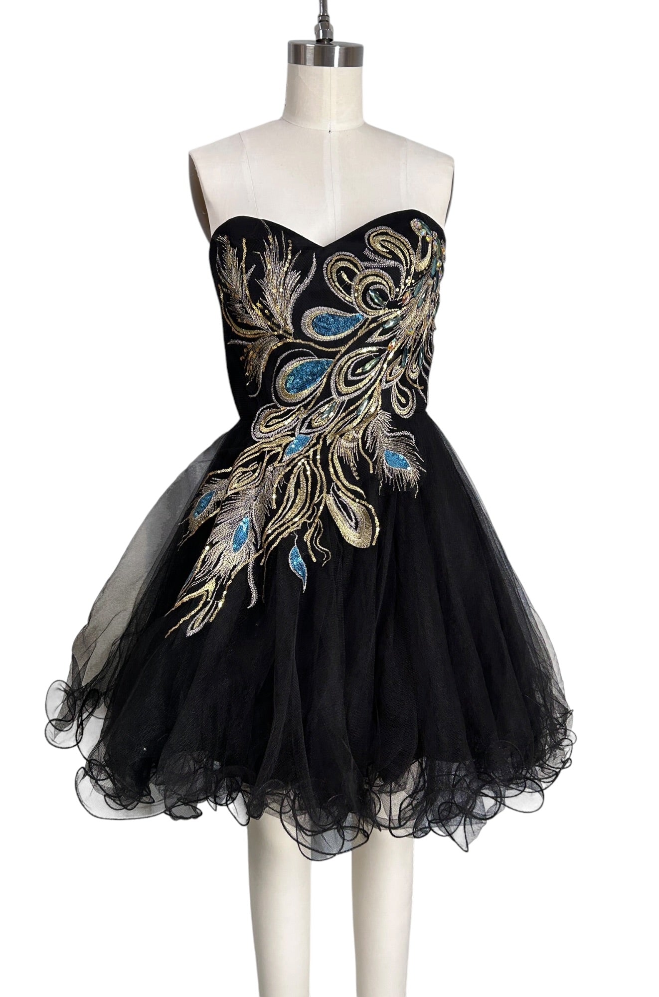 black peacock cocktail dress Black 1920s Peacock Sequin Beaded Fringe Flapper Dress